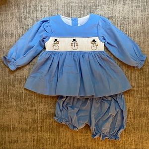 The Smocking Place Smocked Snowman Corduroy Set